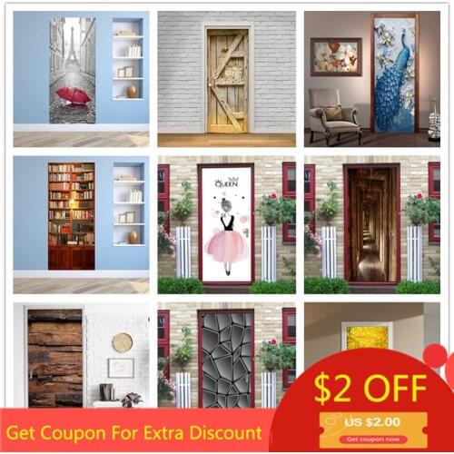 Custom Size/77*200CM Tower Door Sticker DIY Waterproof Self Adhesive Wallpaper Stickers on the Doors Home Decor Poster Decals