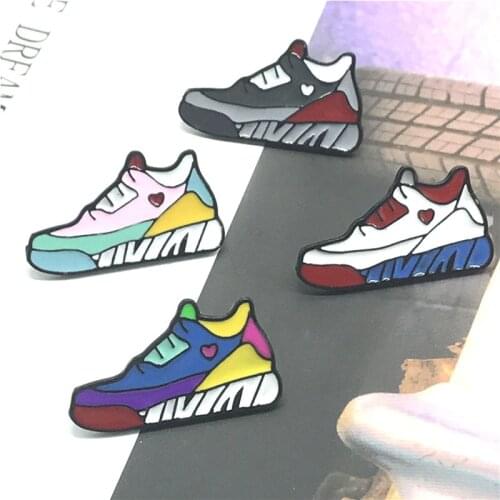 New fashion four styles color cartoon sneakers brooch youth personality young people like backpack short sleeve badge