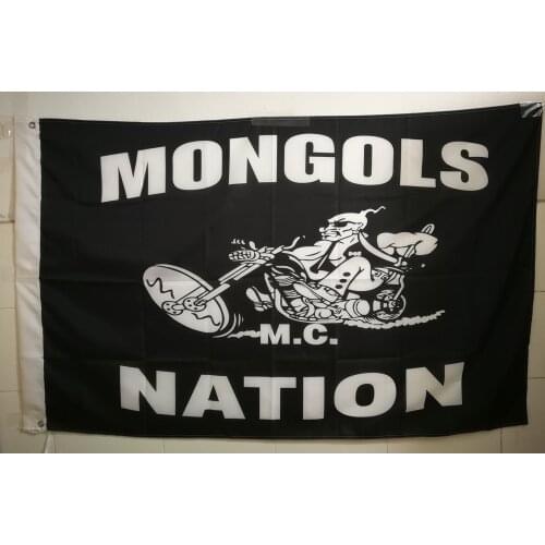 NEWEST CUSTOM MONGOLS ANTION FLAG FOR THE MOTORYCYLE CLUB SATUDARAH FLAG BANNERS