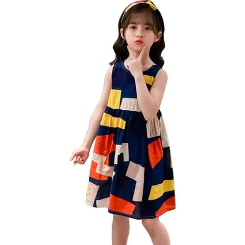 2021 new summer dress girls party dress girls sleeveless kids dress casual style girl clothing