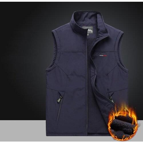 2021 New Trend Men‘s Vest Autumn And Winter Plus Stand-up Collar Multi-pocket Photography Fishing Vest Waistcoat Vest -40