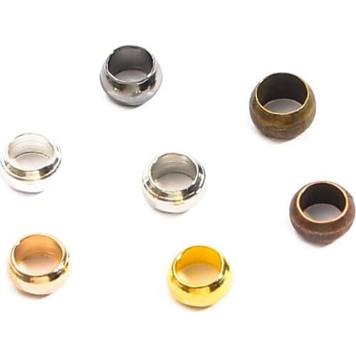 New Dia 1.5/2/2.5/3/3.5/4mm 8 colors Copper Ball Crimp End Beads Stopper Spacer Beads For Diy Jewelry Making Findings Supplies