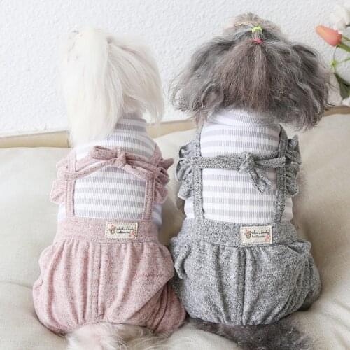 Dog Clothes Lace Bow Cotton Cat Dog Jumpsuit Jacket Coat PET Clothing For Dogs Pet Winter Products Puppy Chihuahua