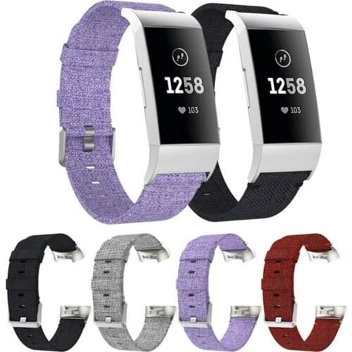 Woven Canvas Fabric Watchband Wrist Band Straps for Fitbit Charge 2/3 Smart Bracelet Strap Sport Replacement Wristband Straps