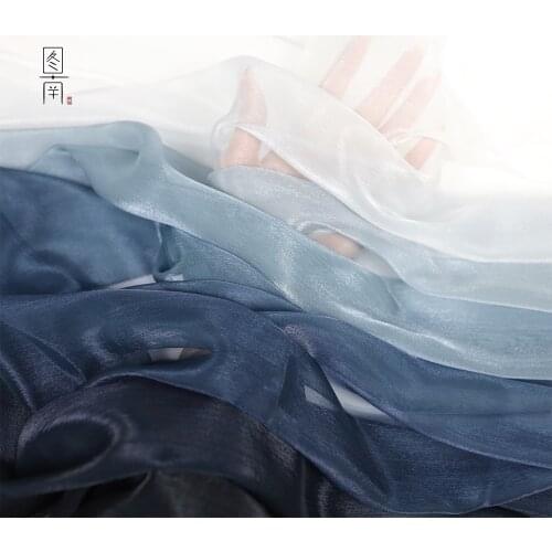 Pleated Rainbow Gradient Chiffon Fabric By The Per Meter for Skirt Dress Sewing Designer Blue Sequin 30d Brocade Silk Crepe red