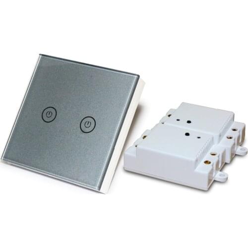Saful Wireless Touch Switch Crystal Glass Panels Lighting 2 Gang 2 Way 150M Remote Control Home Wall Capacitive Switch