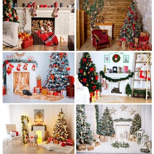 SHENGYONGBAO Christmas Backdrops Fireplace Tree Winter Baby Photography Background For Photo Studio Photophone 21522DHY-01