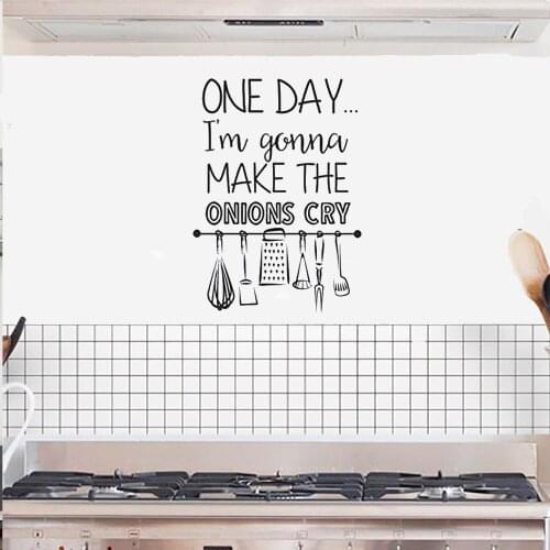 Cute Cook Kitchen Wall Sticker Waterproof Home Kitchen Room Decor Make The Onions Cry Quotes Mural Vinyl Wall Decal ph432