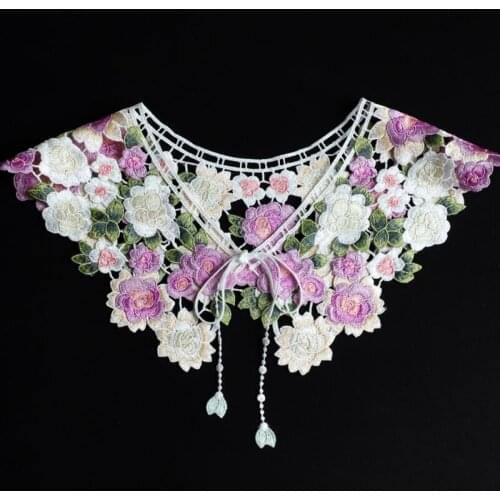 Fairytale Detachable Fake Collar Lace Shawl Embroidery Floral Capelet Dickey XX9D