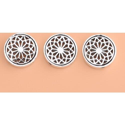 925 sterling silver Thai silver hollow round flower partition beads handmade DIY beaded material jewelry accessories