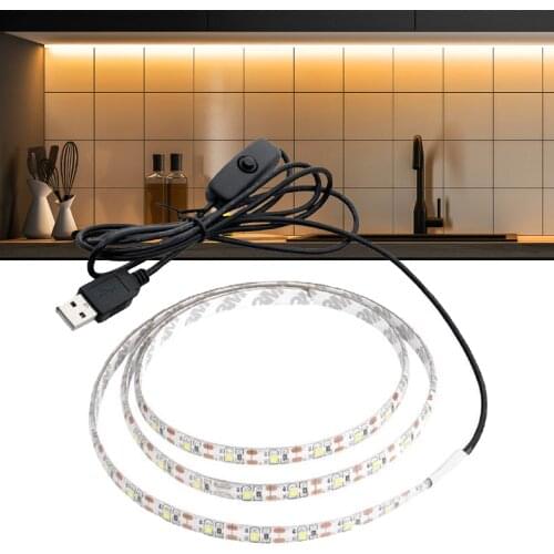 USB LED Strip Light With Switch SMD3528 DC5V 1M 2M 3M 4M 5M Flexible LED Light Tape Ribbon TV Desktop Screen Background Lighting