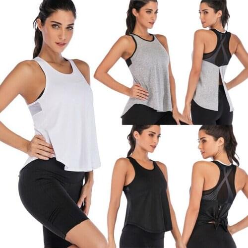 Women Sexy Open Back Mesh Solid Yoga Shirts Tie Workout Tank Tops fitness tops women sport shirt Gym Tank Top Crop Vest