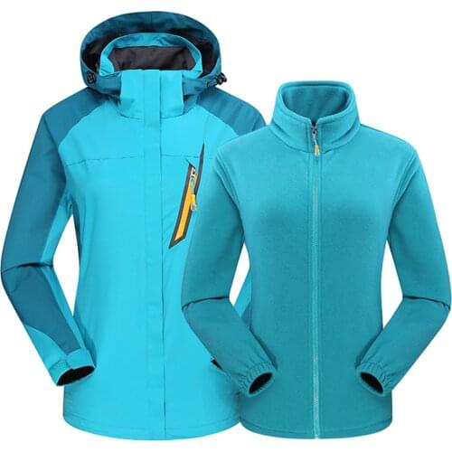 Womens Winter Ski Jackets Outdoor Sports Mountain Skiing Snowboard Two Piece 3 in 1 Warm Waterproof Breathable Fleece Coat