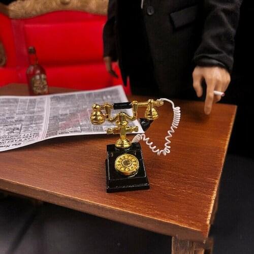 1/6th European retro metal telephone Model For 12" Male & Female Figure Doll