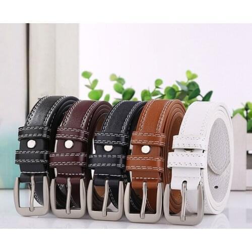 1PC PU Leather Square Buckle Waist Strap Double Line Ladies Belt Simple Women Fashion Accessories