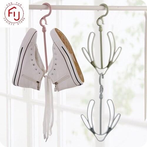 Double-hook Shoes Drying Rack Plastic Storage Hook Convenient Superimposable Hanging Shoes Storage Rack Hanger 3 Color 1PC