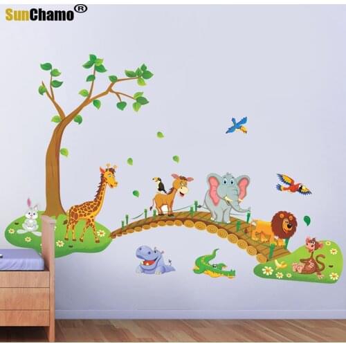 1Pcs Removable Animal Wall Art Stickers for Kids Room Children Boy Bedroom Wall Decals Decor Mural Vinyl DIY Sticker 90x140cm