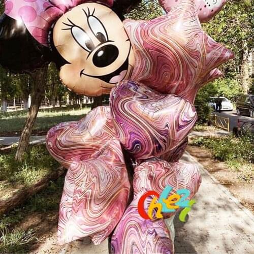 10pcs 18 inch Agate star Foil balloons Marbled Heart Helium Balloon Adult Wedding birthday party decoration Kids toy baby shower