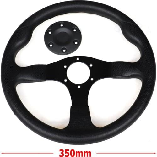 13.6" 350mm Steering Wheel Black 6 Hole Fit For China 150cc 250cc 300cc Go Golf Kart Buggy Club Car Boat UTV Bike Parts