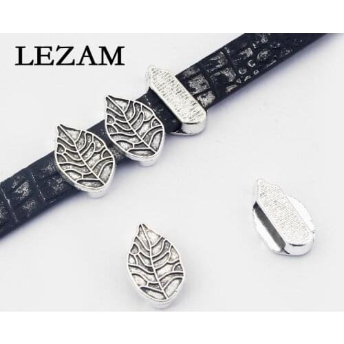 20 Pcs Antique Leaf Tone Slider Spacer Bead For Flat Leather Bracelet Making