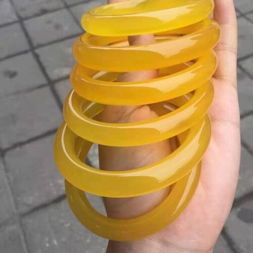 2021 Natural Chalcedony yellow bracelets women handcarved jade bangle jewelry jadeite bangles Real agate gift bracelet