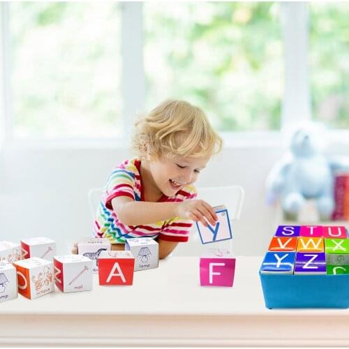 26Pcs/set baby English alphabet cute little box fun enlightenment table game box dice learning toys baby Alphabet paper dice
