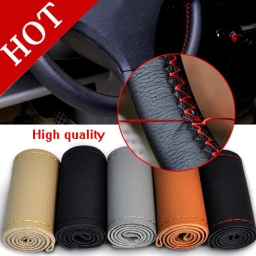 Free shipping Steering Wheel Cover Genuine Cowhide Leather DIY Hand Sewing Diameter 38cm Black Grey Beige Brown Wholsale Gifts