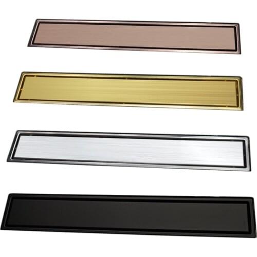 Shower Drain 304 Stainless Steel Shower Floor Drain Long Linear Drainage Drain for Home and Hotel Bathroom Kitchen Floor Black