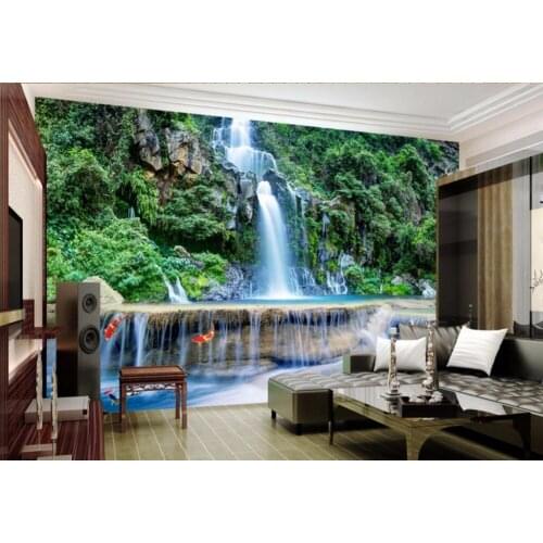 Custom photo 3d wall murals wallpaper mountain waterfalls water decor painting picture wallpapers for walls 3 d living room