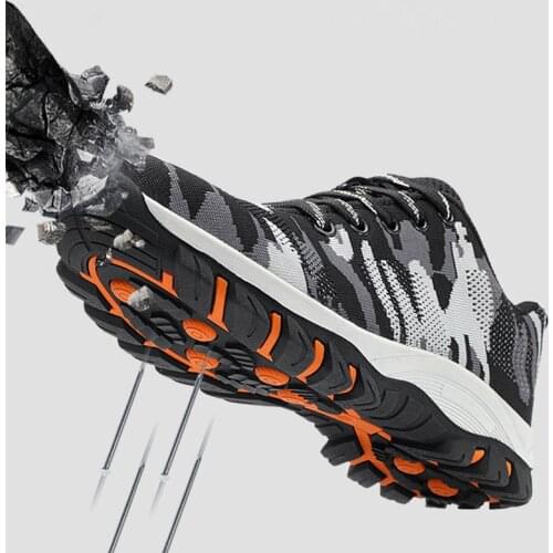 Unisex Camouflage Breathable Anti-slip Punctureproof Sole Construction Boots outdoor men women steel Toe Cap work safety shoes