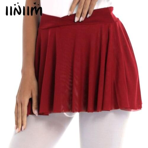 Adult Classic Two Layers Mesh Dancewear Training Stretchy Wrap Tutu Skirt Women Girls Gymnastics Ballet Miniskirts Dance Costume