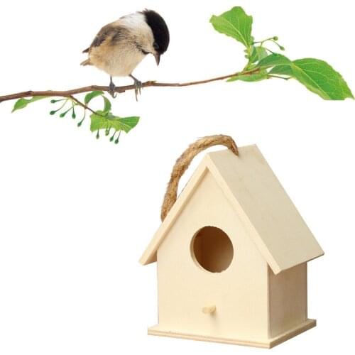 Creative Wooden Bird House With Hanging Rope Home Gardening Hummingbird House Grass Outdoor Bird House Hand Woven Birdhouses