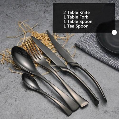 4pcs/set Portable Tableware Outdoor Picnic Utensils Set Stainless Steel Spoon Fork Knife Dinnerware Camping Cooking