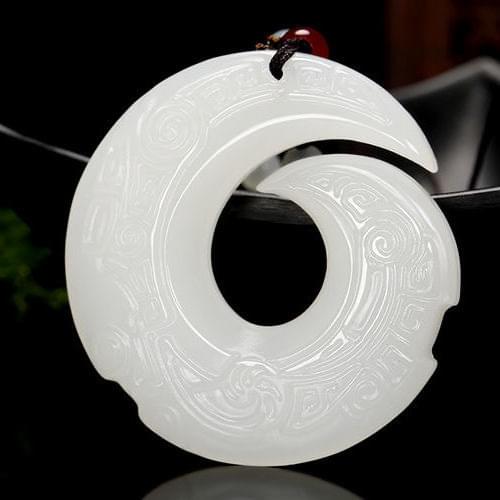 Natural XinJiang White Jade Dragon Hook Turn The World Pendant Necklace Stone Nine-tailed Lucky Amulet Chain Men Women Gifts