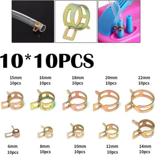 New 100Pcs 6-22mm Spring Clip Fuel Line Hose Water Pipe Air Tube Clamps Fastener G08 Whosale&DropShip