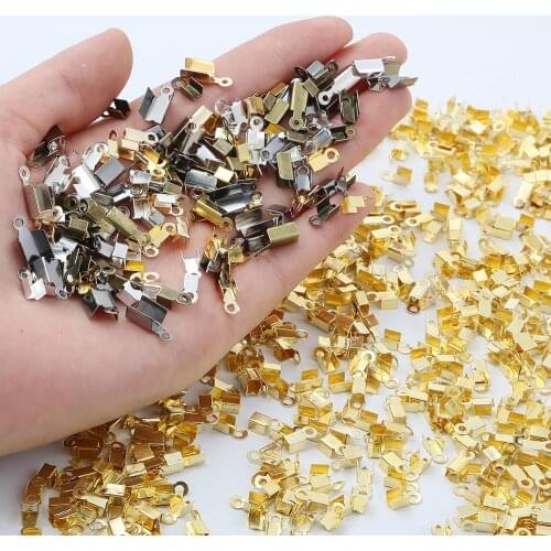 NEW 500PCS Fold Over Crimp Cord Ends Clasp 3x6/4x9/6x13MM Connector fastener For Jewelry Making Accessories