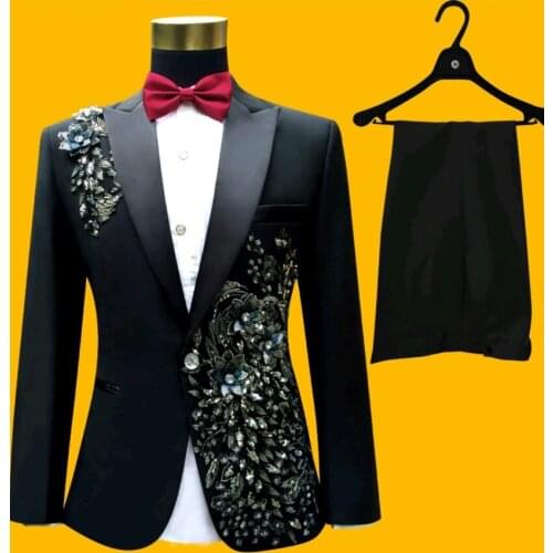 New Groom Tuxedo One Button Black Groomsmen Peak Satin Lapel Wedding/Dinner Suits Best Man Bridegroom (Jacket+Pants+BowTie) C59