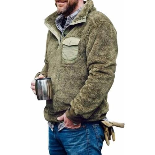 Lugentolo Plush Sweatshirt Men Winter Fashion Warm Turn-down Collar Casual Solid Loose Long Sleeve Turn-down Collar Hoodies