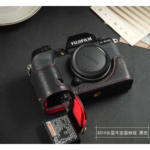 Portable Fujifilm X-S10 Case Genuine Leather Camera case For Fuji X-S10 Camera Bag Half Cover Case High quality