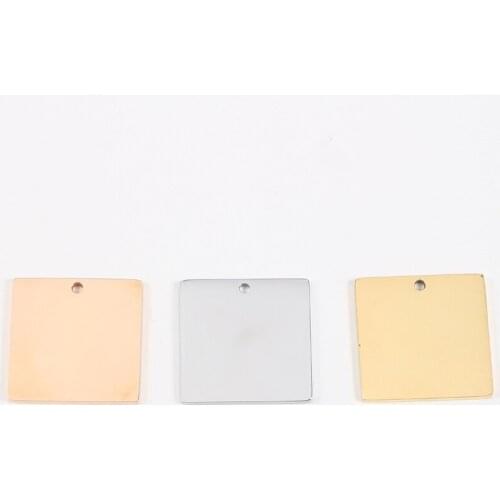 5pcs/Lot Mirror Polished Stainless Steel Stamping Blank Square Charm Tags DIY Jewelry Making Pendant Accessories 20mm