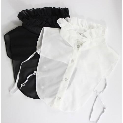 Adult Chiffon Ruffles Stand Fake Collar for Women Shirt Bouse False Collars Neckwear Detachable Collar Tie Nep Kraagie Decor