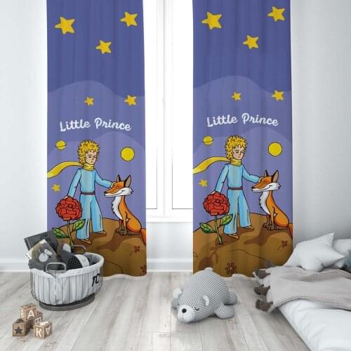 Curtains Children 3D Printed Decorative Items Home Childrens Room Blue Boy Fox Rose Model 226