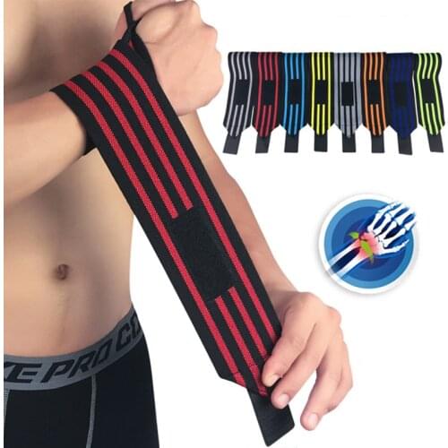 Gym Sport Men Women Fitness Weightlifting Wristband Bracer Wrist Belt Pressurized Joint Bandage Protector Training w/ Thumb Ring