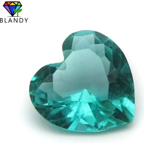 Free Shipping 3x3~12x12mm Heart Shape Machine Cut Light Green Color Glass Stone Synthetic Gems For Jewelry