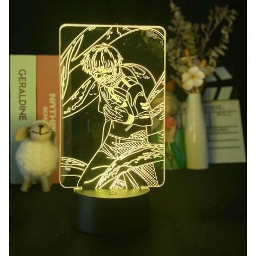 Tokyo Ghoul Japanese Anime Kaneki Ken 3D LED Night Light for Bedroom Decor Night Light Cool Birthday Gift Acrylic