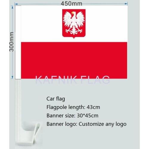 KAFNIK,30X45C Poland flag Swedish car window flag pole car decoration Free Shipping