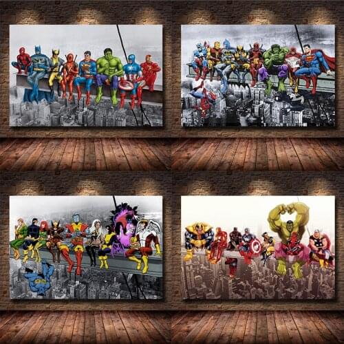 Funny Movie Marvel Avengers Canvas Painting Superhero Poster and Print Wall Art Picture for Living Room Home Decoration Cuadros