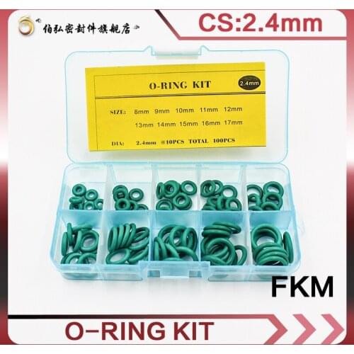 Fluororubber Thickness 2.4mm green rubber ring FKM O ring seal FKM seal O-ring ordering kit classification kit