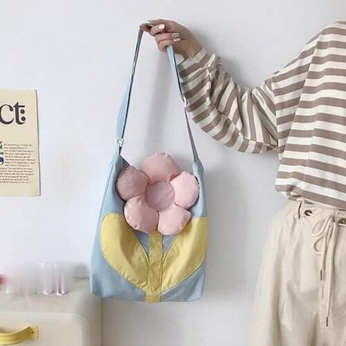 Women Creative Lovely Flower Shoulder Messenger Bags Ladies Large Capacity Shopping Bags Purse Girls Student Daily Tote Handbags