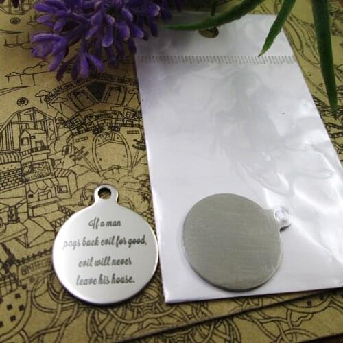 10pcs--"If a man pays back evil for good..."stainless steel charms styles for choosing DIY Charms Bible gold sentence